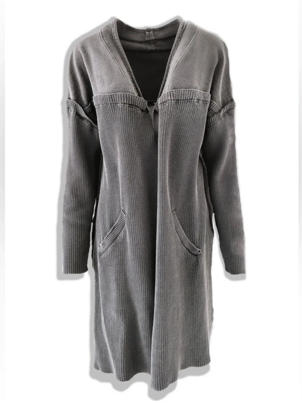 So Comfy Side Pebby Forevee Slit Gray Cardigan 2x 3X